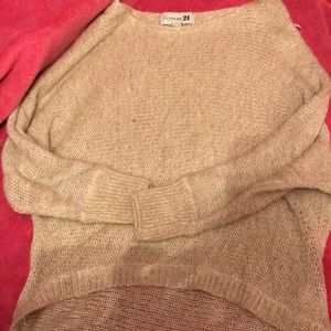 Gold High-Low Knit Sweater